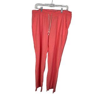 Women's Kiss & Cry 55% Linen 45% Rayon Pants Coral Wide Leg Size Large